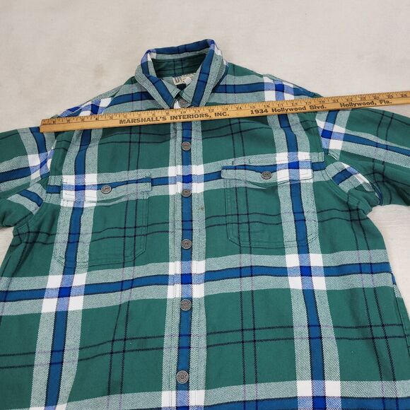 Duluth Flannel Shirt Shacket Mens Size Large Green 100% Cotton Long Sleeve Plaid - Picture 8 of 16